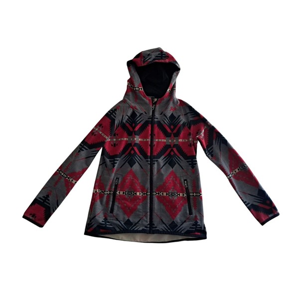 Lauren Ralph Lauren Aztec Navajo‎ Southwestern Full Zip Hoodie Red Women's Small - Picture 1 of 13